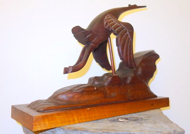 "LA CIGOGNE " Sculpture en Bois ..R.SIMOUN  1940-photo-3