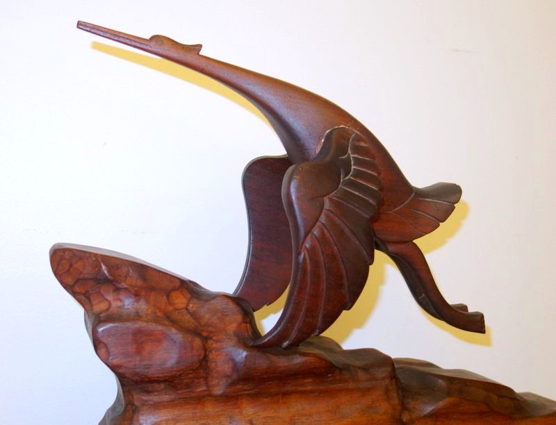 "LA CIGOGNE " Sculpture en Bois ..R.SIMOUN  1940-photo-4