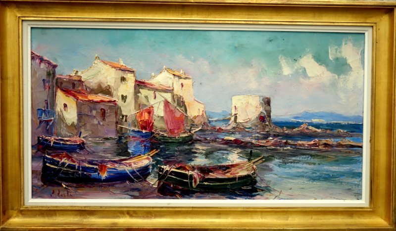"SAINT TROPEZ , La TOUR du  PORTALET" Signature non lue , vers 1950.60