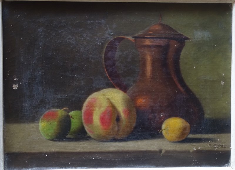 "peaches, Plums, Copper" By E. Buchet, Circa 1900-photo-2