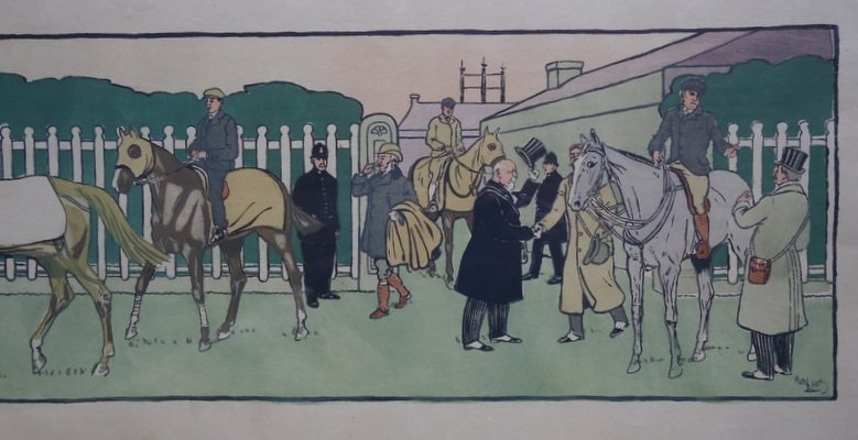 "AU PADDOCK "  Estampe par Harry ELIOTT -photo-3