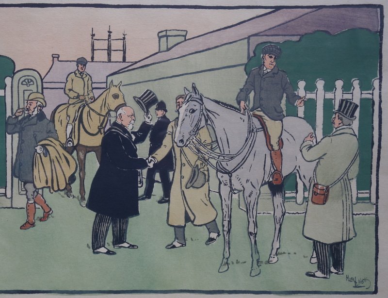 "AU PADDOCK "  Estampe par Harry ELIOTT -photo-4