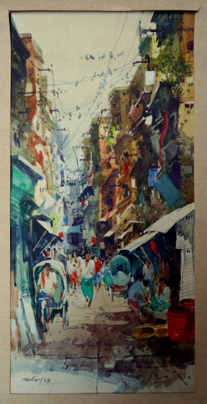 "RUE Commerçante ANIMEE " Aquarelle par MATIURT ...INDONESIE