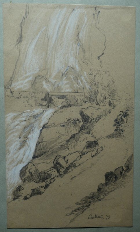2 DESSINS ..."CASCADES" a  CAUTERETS  1873.....Hautes .Pyrénées-photo-2