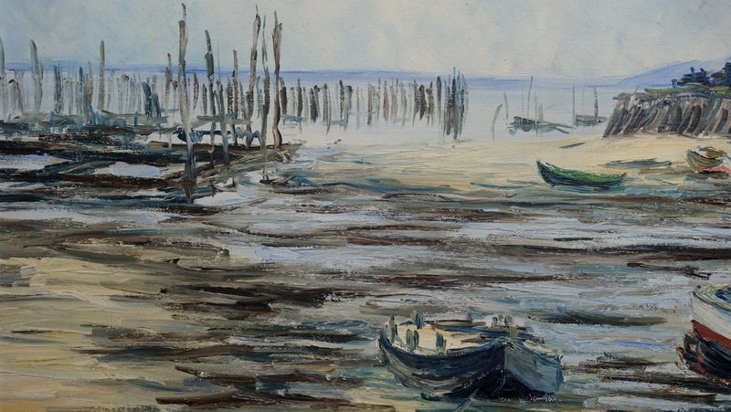 "piraillan Harbor" By Alain Couetard ...cap Ferret, Circa 1960-photo-1