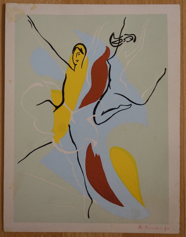 "LA DANSE " Pochoir par A.BEAUDIN ...1970