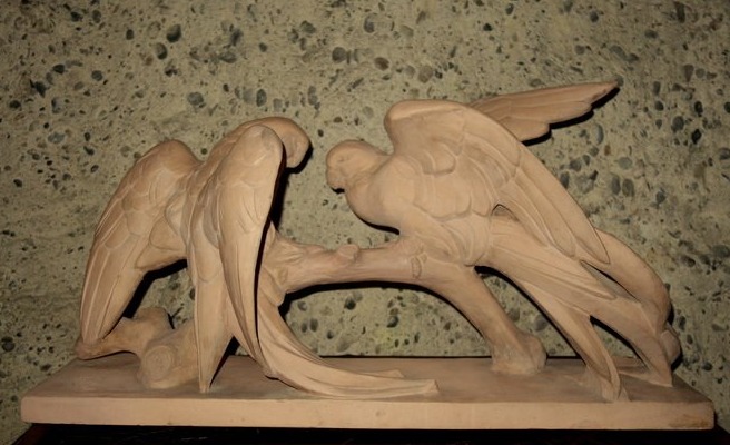 "COUPLE de PERROQUETS" par Pierre POLBERT  vers 1930-photo-2