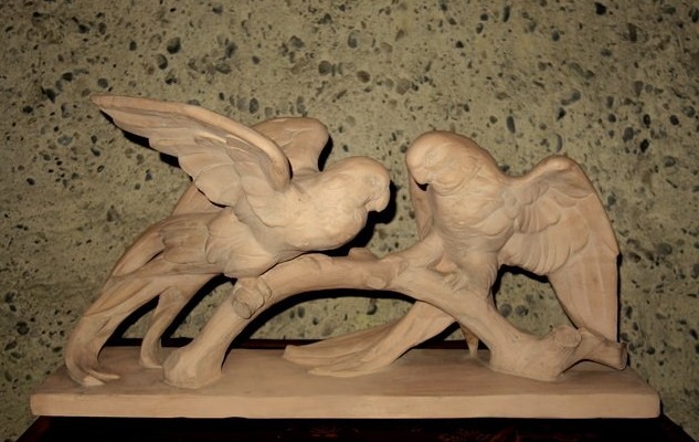 "COUPLE de PERROQUETS" par Pierre POLBERT  vers 1930