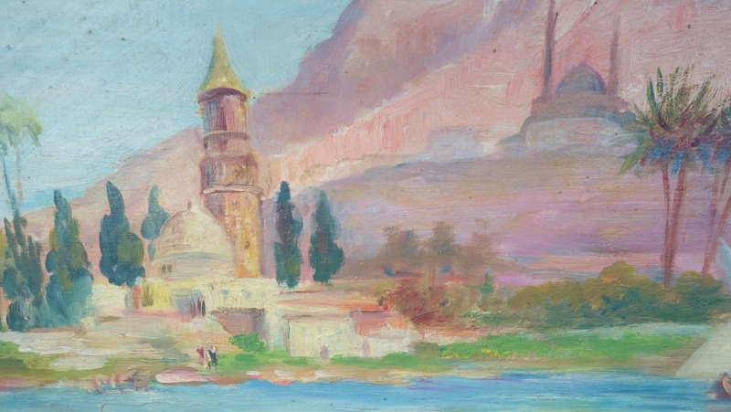 "on The Banks Of The Nile" By C. De Crepy... Egypt, Circa 1950-photo-2