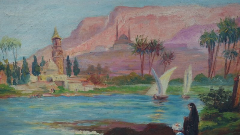 "on The Banks Of The Nile" By C. De Crepy... Egypt, Circa 1950-photo-4