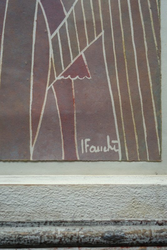 "PERSONNAGES " Gouache par Jacques FAUCHE vers 1960/70-photo-3