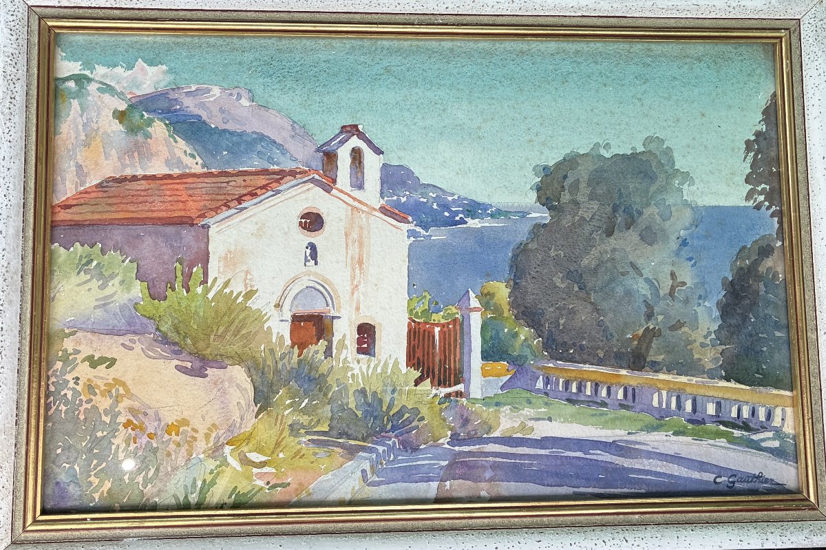 "chapel Of The Black Madonna" By G. Gauthier ... Vilefranche, Circa 1950