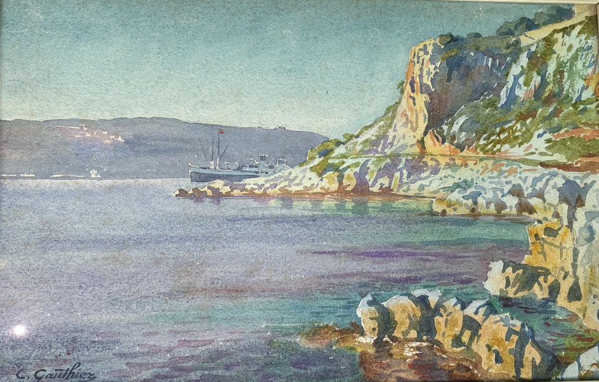 "SORTIE de la RADE" C.GAUTHIER ....VILLEFRANCHE (?) vers 1950