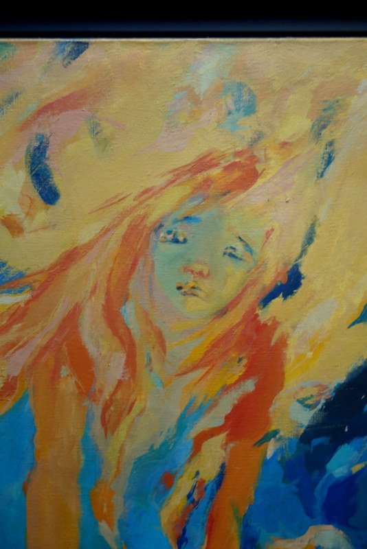 "the Little Girl" Large Painting... Signature Illegible... Circa 1960–70-photo-2