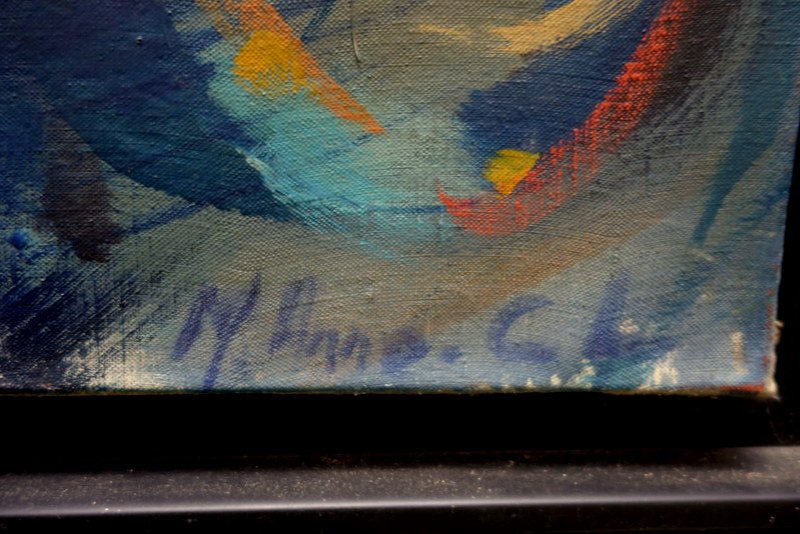 "the Little Girl" Large Painting... Signature Illegible... Circa 1960–70-photo-4