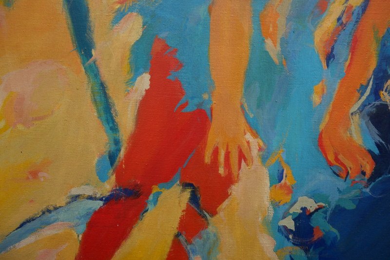 "the Little Girl" Large Painting... Signature Illegible... Circa 1960–70-photo-1