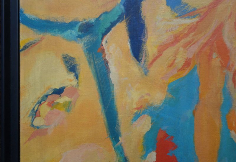 "the Little Girl" Large Painting... Signature Illegible... Circa 1960–70-photo-2