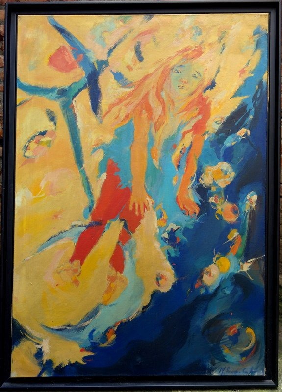 "the Little Girl" Large Painting... Signature Illegible... Circa 1960–70