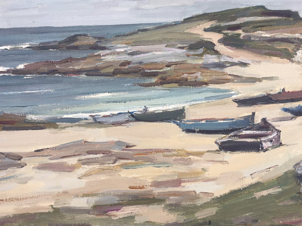 "pendruc Beach" By J. Louis Le Toullec ... Brittany, Circa 1960-photo-4