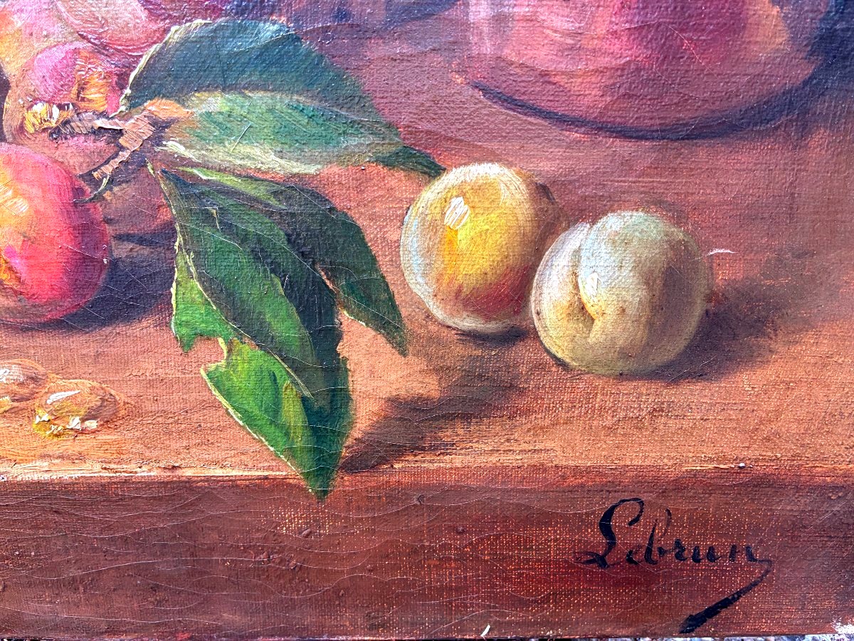 "NATURE MORTE aux PRUNES " par LEBRUN vers 1890/1900-photo-3