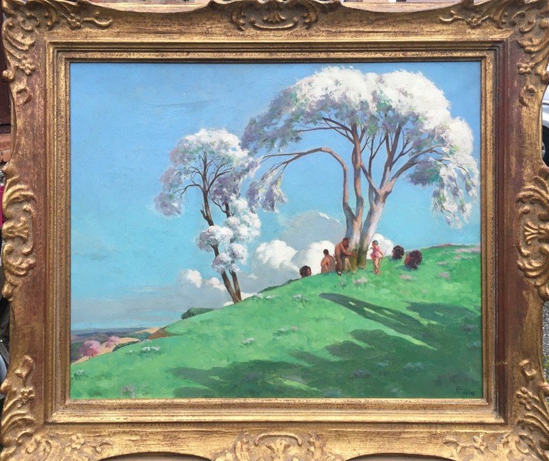 FAUNES et GARDIEN de DINDONS au PRINTEMPS" par A.P.LUPIAC  1930