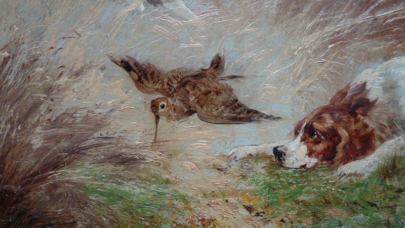 "woodcock Hunt" By Charles Reyne, Circa 1900-photo-4