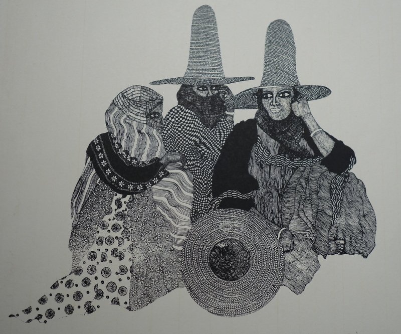 "FEMMES de TIHAMA" Litho de FUAD AL FUTAIH (1948-2018) YEMEN