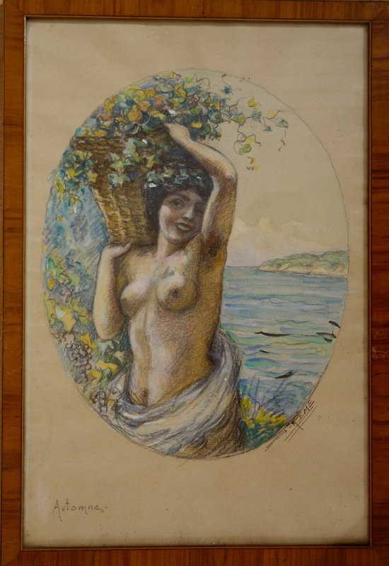 "Les 4 SAISONS  EROTIQUES" Aquarelles par Jean REME vers 1920/30-photo-2