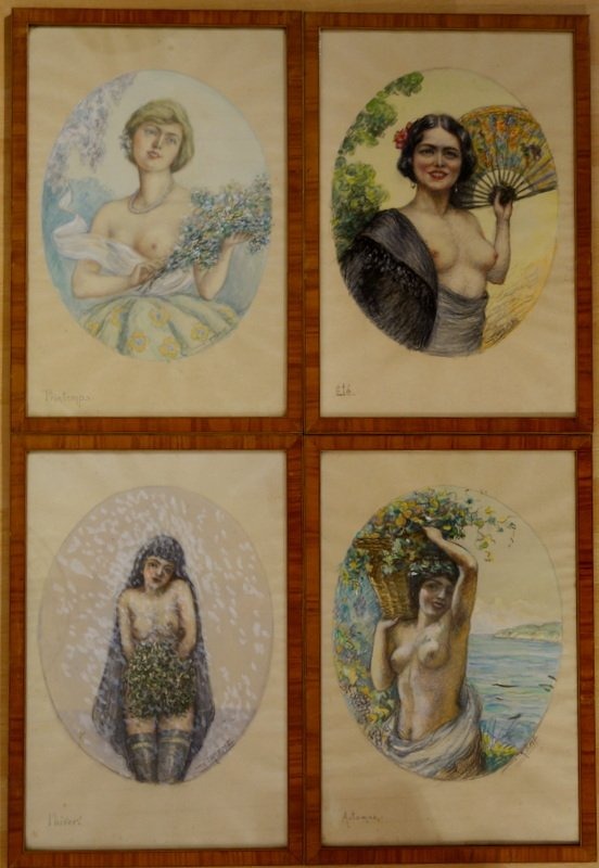 "Les 4 SAISONS  EROTIQUES" Aquarelles par Jean REME vers 1920/30