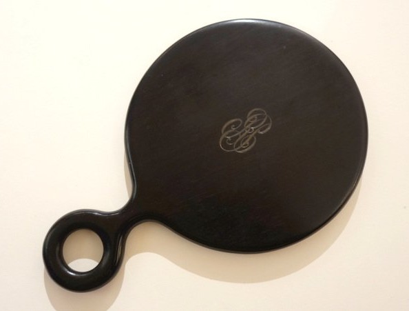 "hand-held Mirror" In Solid Ebony .....art Deco -photo-2