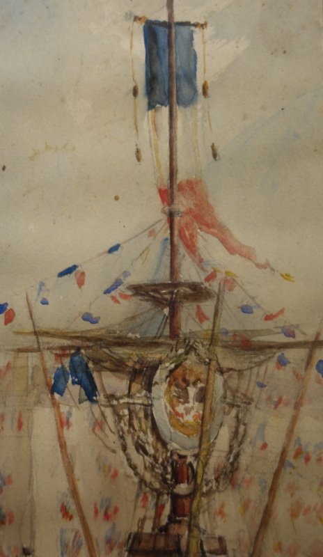 "MAT de VICTOIRE " Aquarelle par Paul MERCIER 1895-photo-3