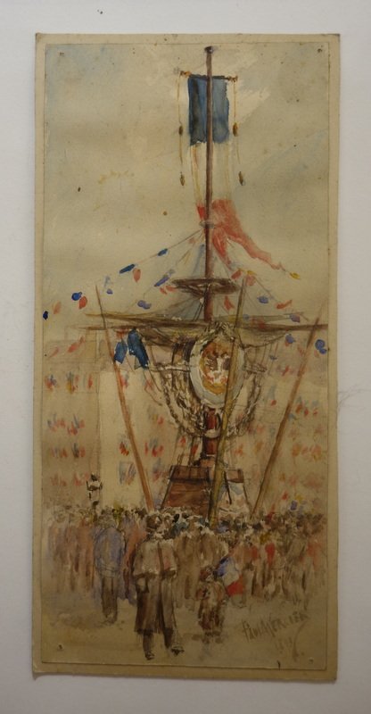 "MAT de VICTOIRE " Aquarelle par Paul MERCIER 1895