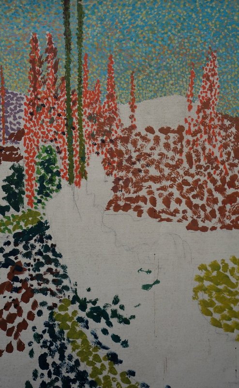Large  "pointillist Landscape"  Study, Ca. 1950-photo-2