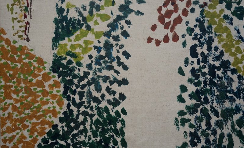 Large  "pointillist Landscape"  Study, Ca. 1950-photo-4