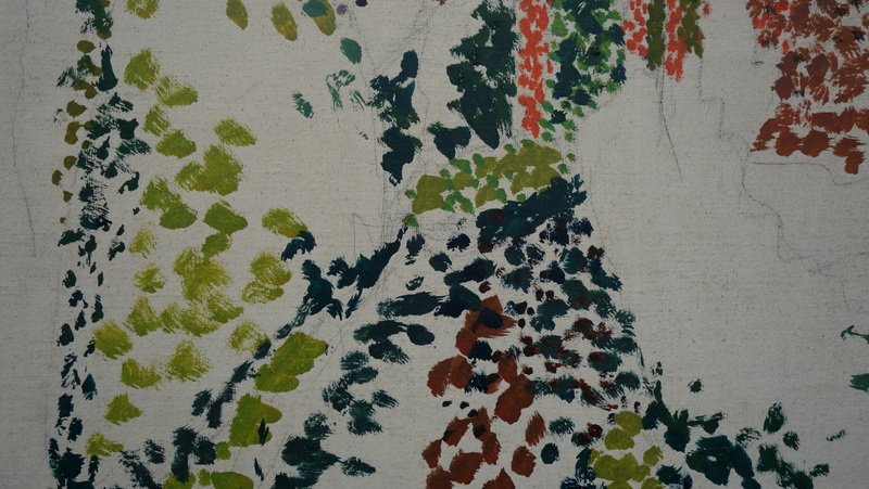 Large  "pointillist Landscape"  Study, Ca. 1950-photo-1