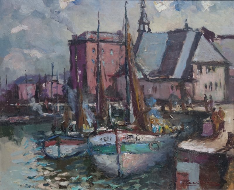 "port Breton" By Marcel Bertoin ...brittany, Circa 1960-photo-2