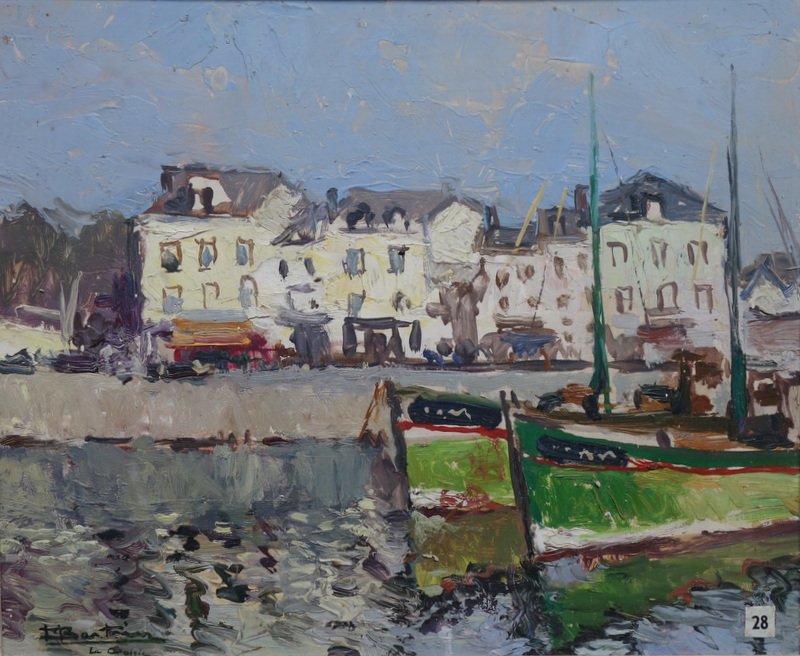 "port Of Le Croisic" By Marcel Bertoin ... Brittany, Circa 1960-photo-2