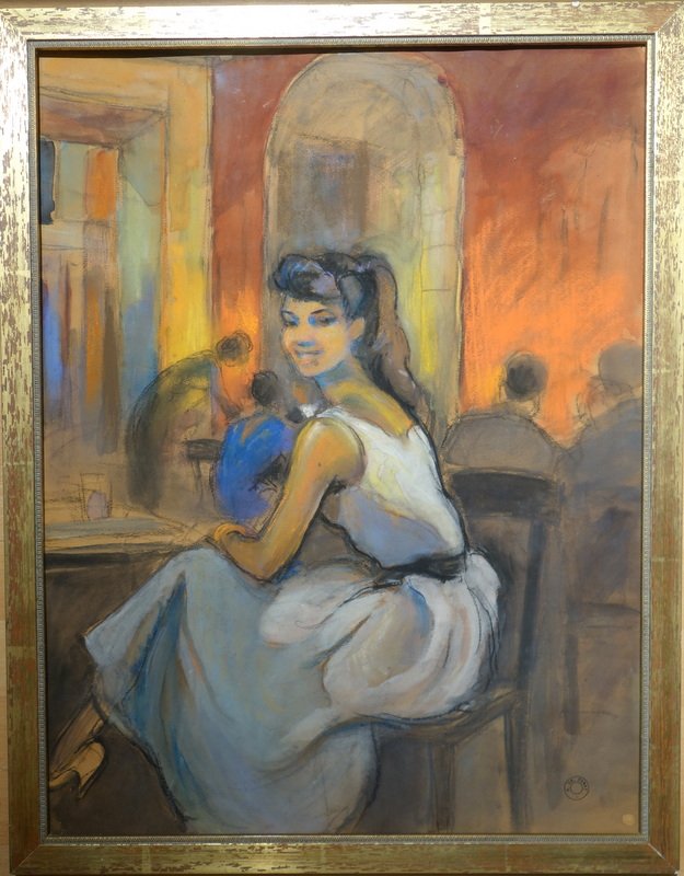 "young Woman At The Bar" By Aymeric De Panat, Circa 1960
