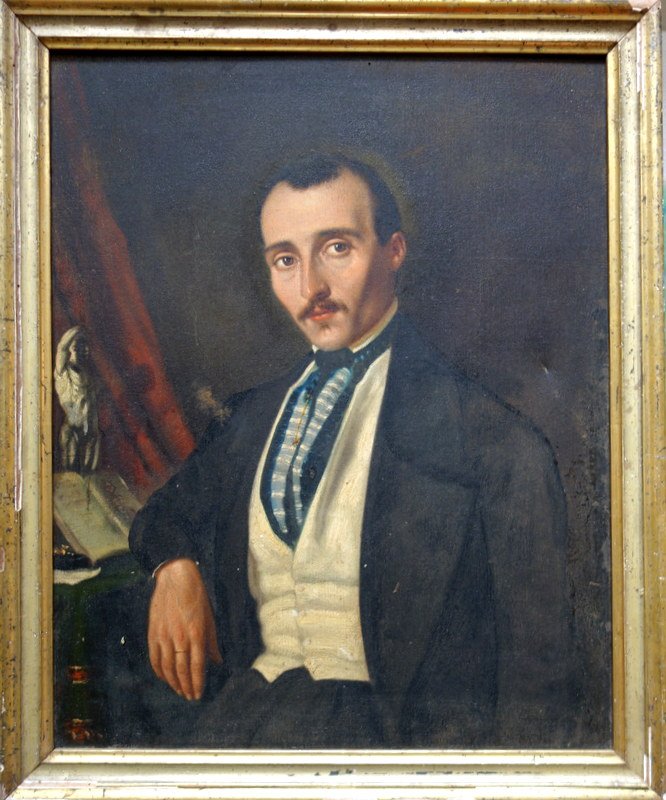 "Portrait d'Homme avec l'Ecorché de Houdon" vers 1850