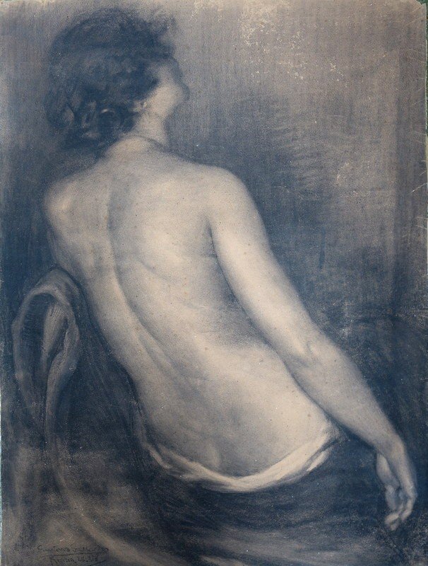 "back Of Woman" By Gustavo Gallardo Ruiz .... Rome 1918-photo-3