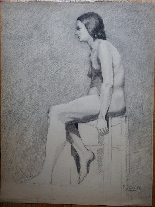 "Femme Nue Assise" par Simone ROUSSELET ...1934