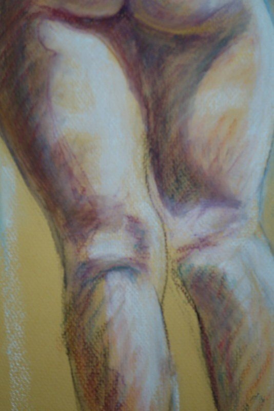 "naked Woman From The Back" Pastel By Simone Rousselet Circa 1960-photo-4