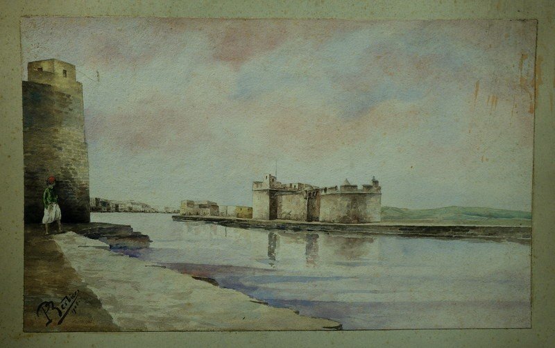 Port de BIZERTE" par P.BERBIERI ...TUNISIE 1906
