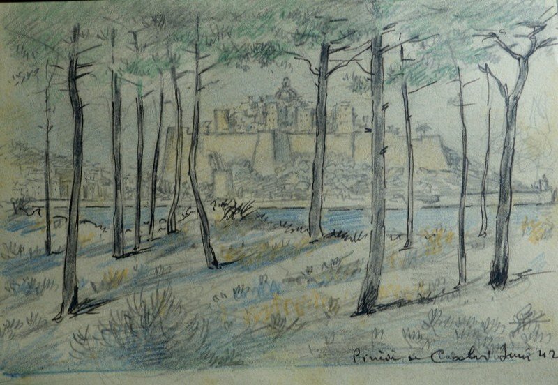 "CALVI" 6 Dessins de Gustave ALAUX...CORSE 1942