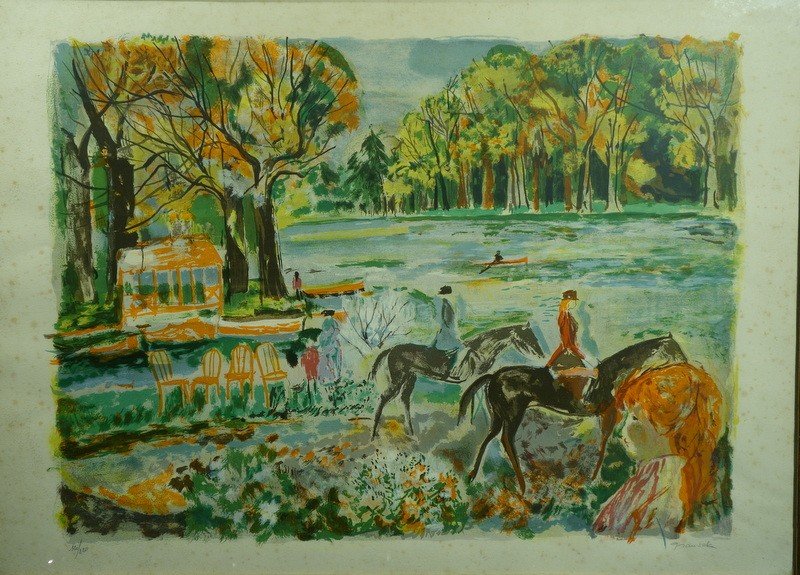 "Cavaliéres au Parc" par GRAU SALA ...Lithographie vers 1960-photo-2