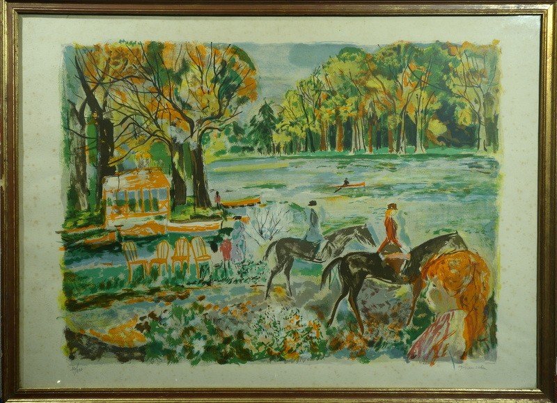 "Cavaliéres au Parc" par GRAU SALA ...Lithographie vers 1960