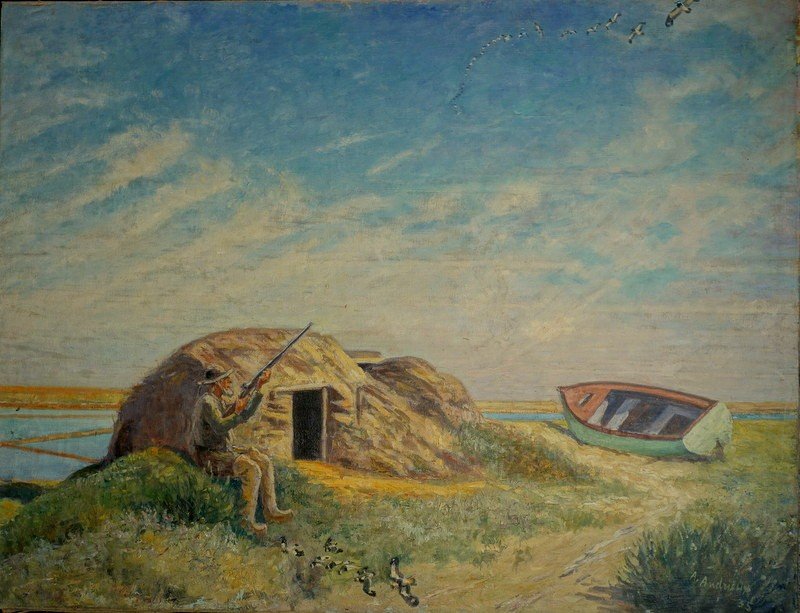 "Le CHASSEUR de VANNEAUX  HUPPES" par Alfred ANDRIEUX ..1935