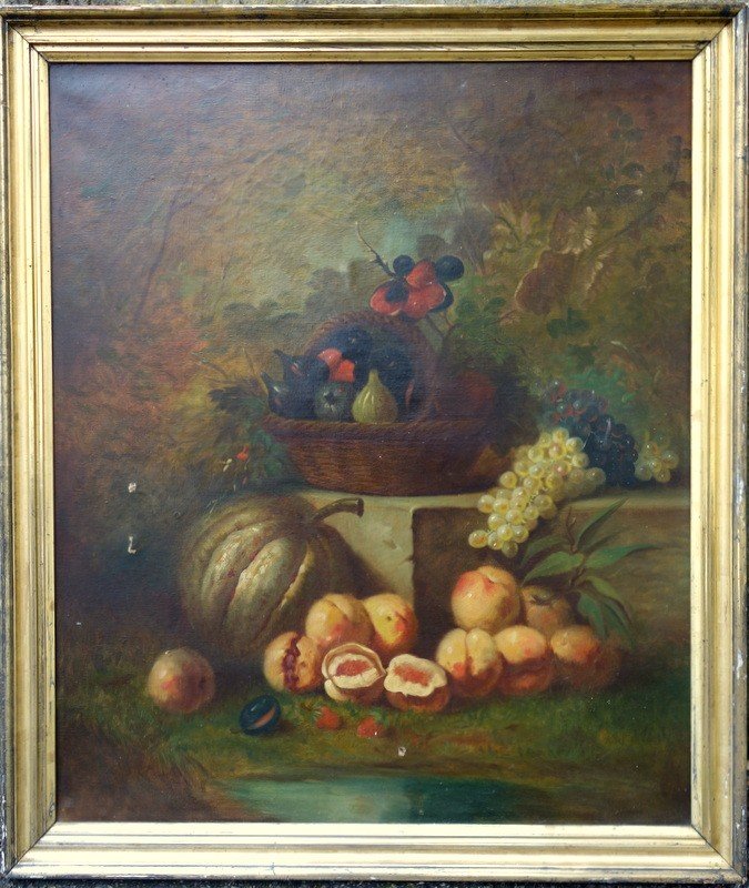 Grande "Nature Morte aux Fruits d'Automne " Fin du 19 éme Siècle