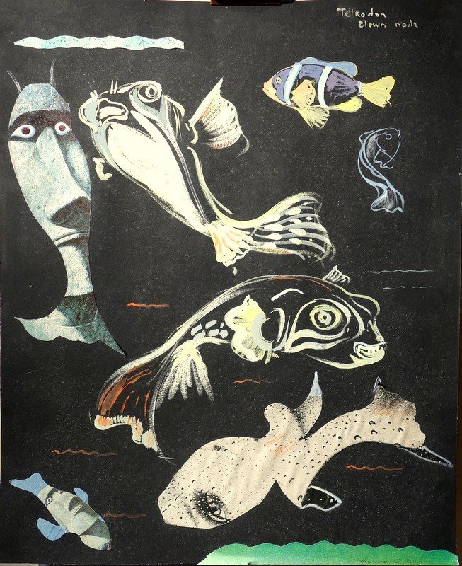 "tetradon Or Black Clown" By Marinovitch Berous Around 1960/70