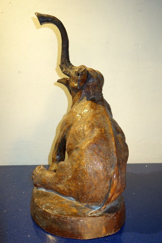 "seated Elephant" By J.soulie-maubiello.. Original Circa 1930-photo-1